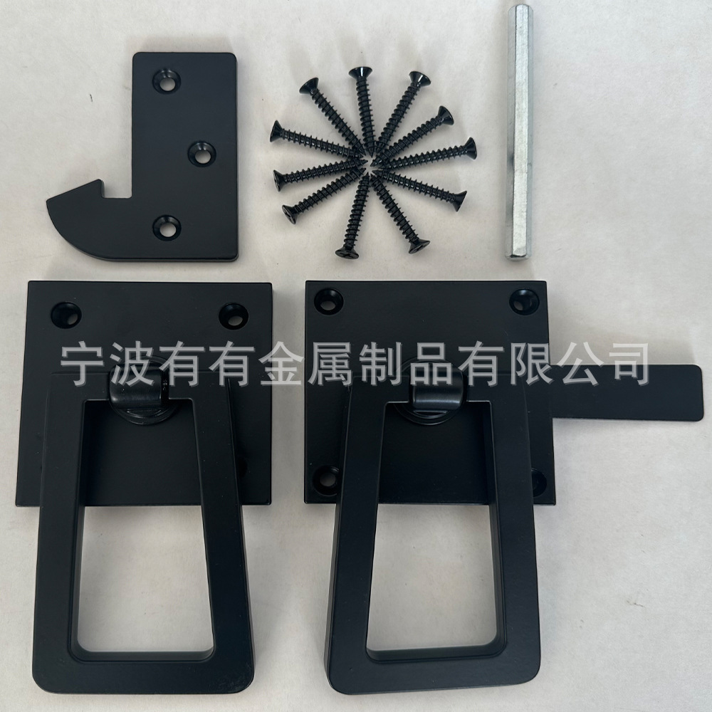 Cerradura de Doble Lado para Puerta Corredera de Granja, de Aluminio Negro, para Comercio Electrónico al por Mayor, Cerradura Giratoria para Puerta de Madera Resistente, Manija para Puerta de Cerca