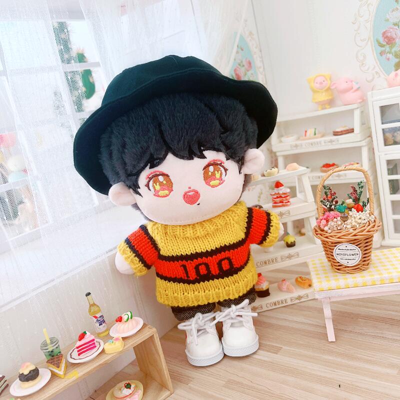 Spot Xiao Zhan with 100 sweater yellow sweater 20cm set 20cm doll star cotton doll