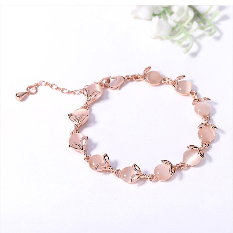 Colorful Cat's Eye Bracelet Female Fox Small Animal Bracelet Ins Rose Gold Simple Jewelry Birthday Gift Cross-border