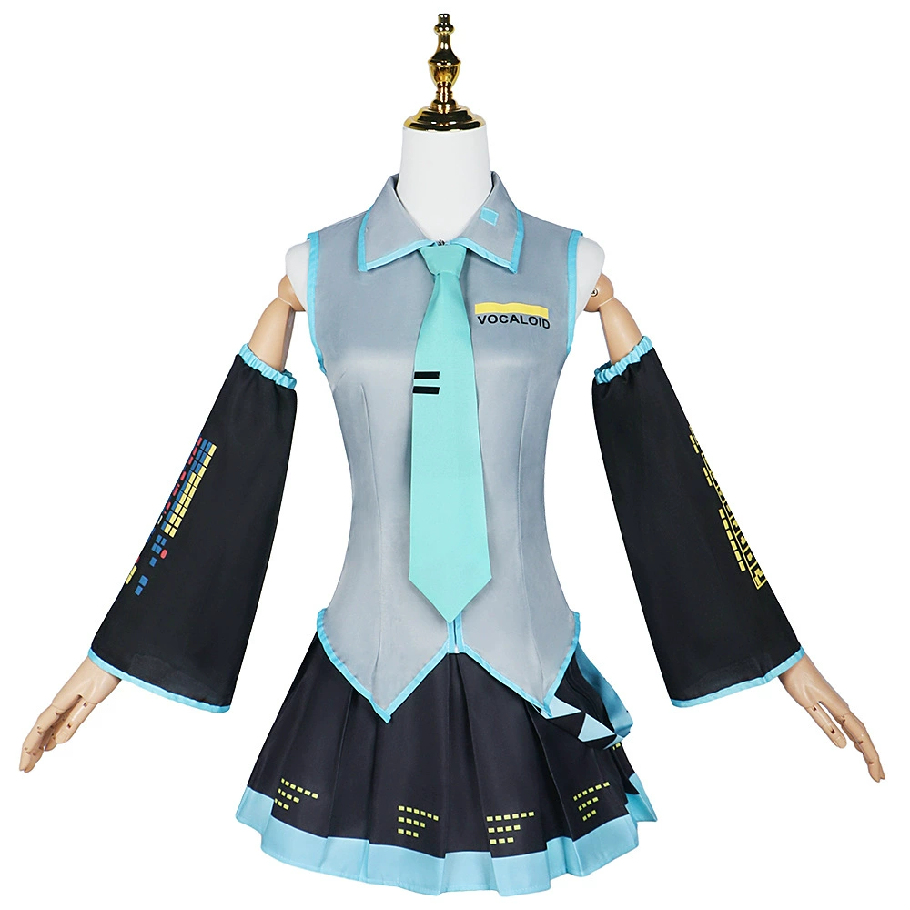 Костюм косплея Hatsune-style Vocaloid — топ + юбка + рукава + галстук + парик, размеры XS–43
