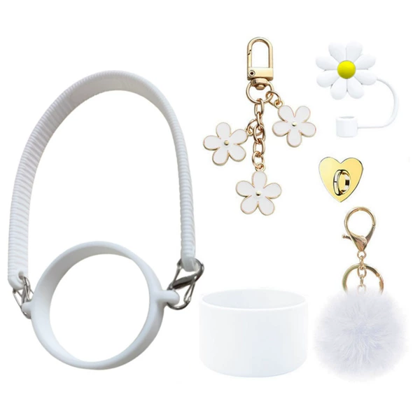 Seven-piece cup ring and rope set white