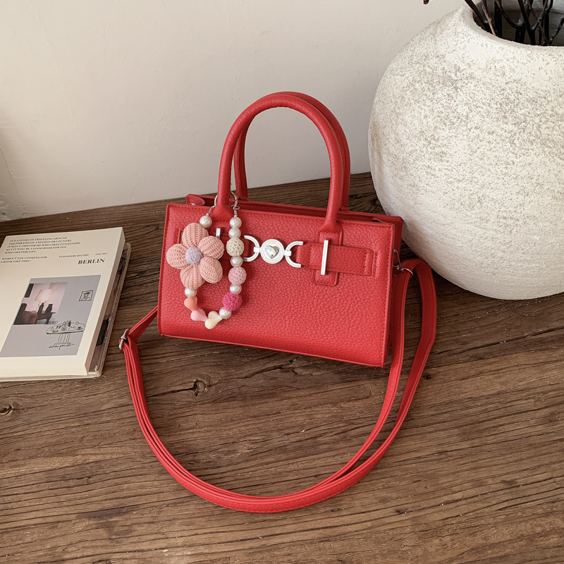 Nicho Zhong bolso retro mujer 2026 nueva textura lichi estampado bolso pequeño cuadrado de viaje ocio mochila de hombro image 12