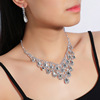 Crystal for bride, necklace and earrings, sophisticated set, high-end wedding dress, accessories, wholesale, diamond encrusted