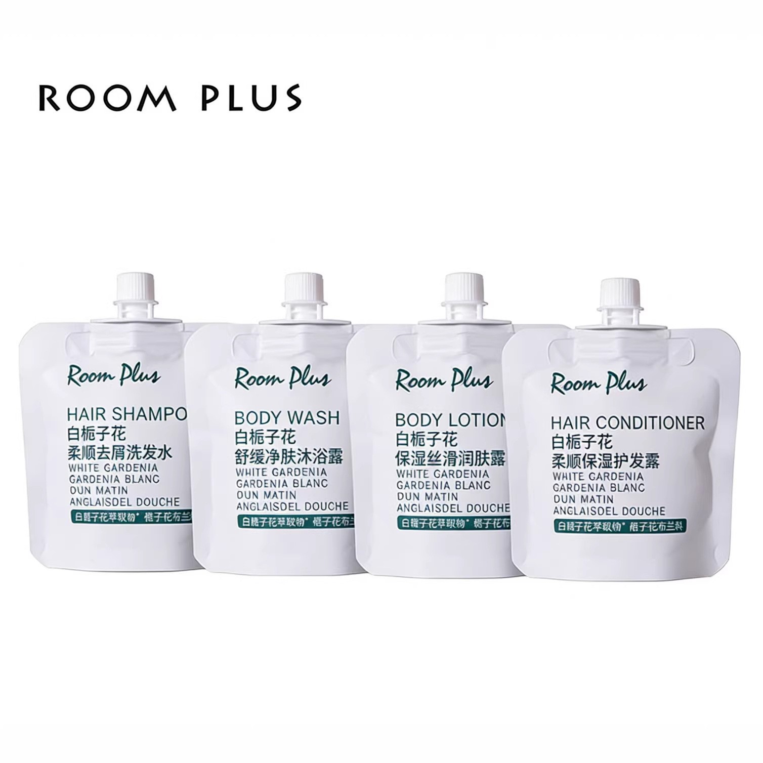 Roomplus Lompas White Gardenia Hotel Shampoo, Shower Gel, Conditioner Set Travel Care Set