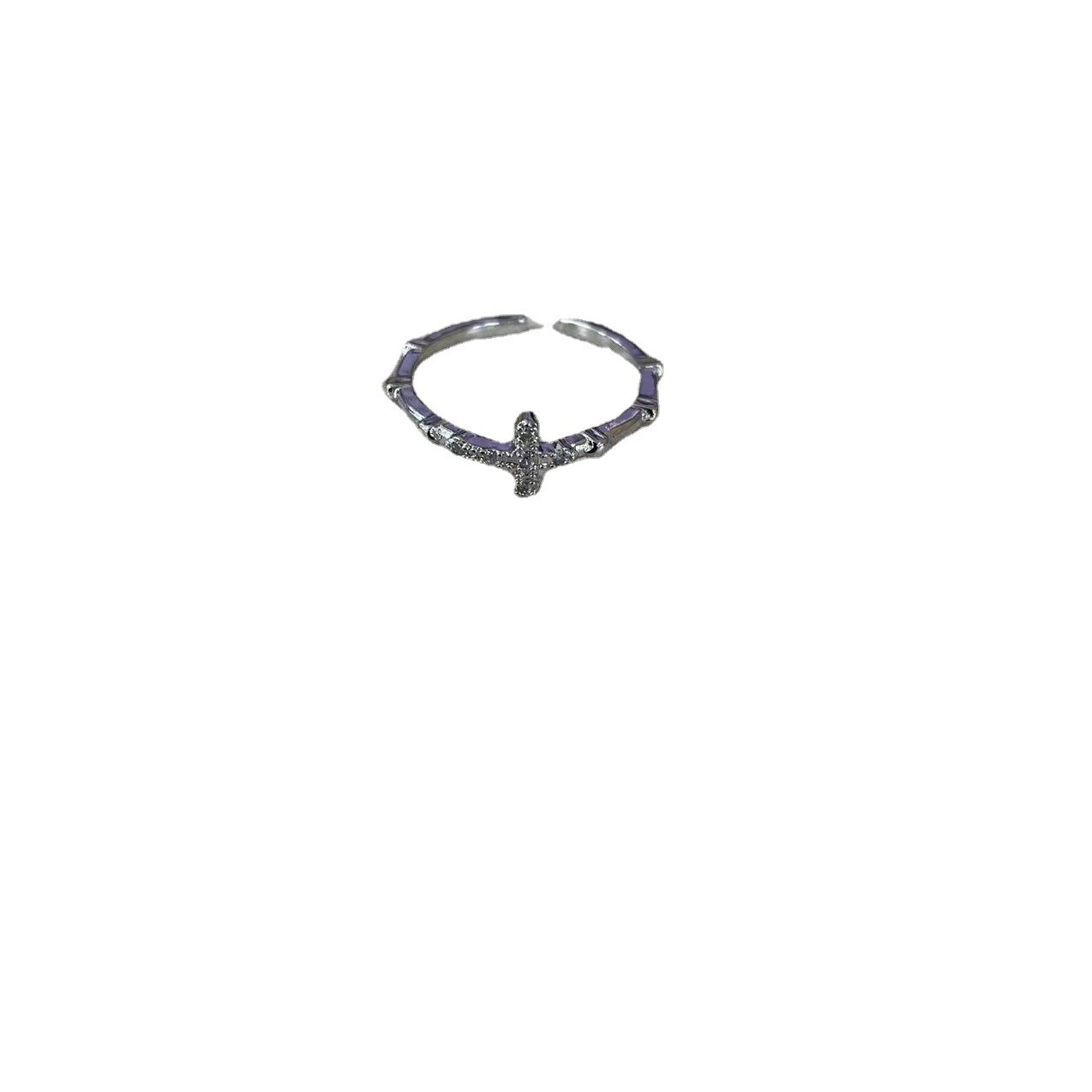 Anel arco íris empilhável com design de cruz para mulher_voghion.com