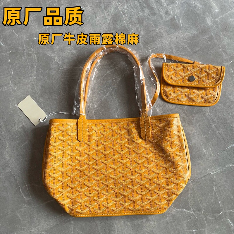 Goya Goyard Dogtooth Double-Sided Mini Tote Bag Original Cowhide Rain Dew Cotton Linen Shopping Bag Dropshipping