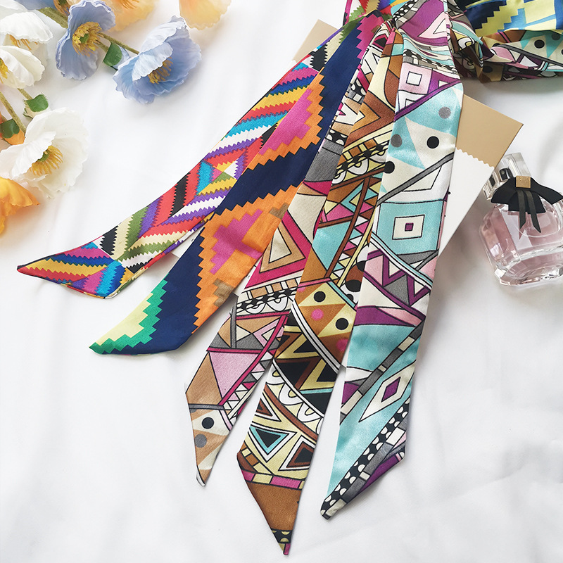 几何丝巾手提包系缠绑包包手柄丝巾围巾包带配饰发带女士头巾领巾