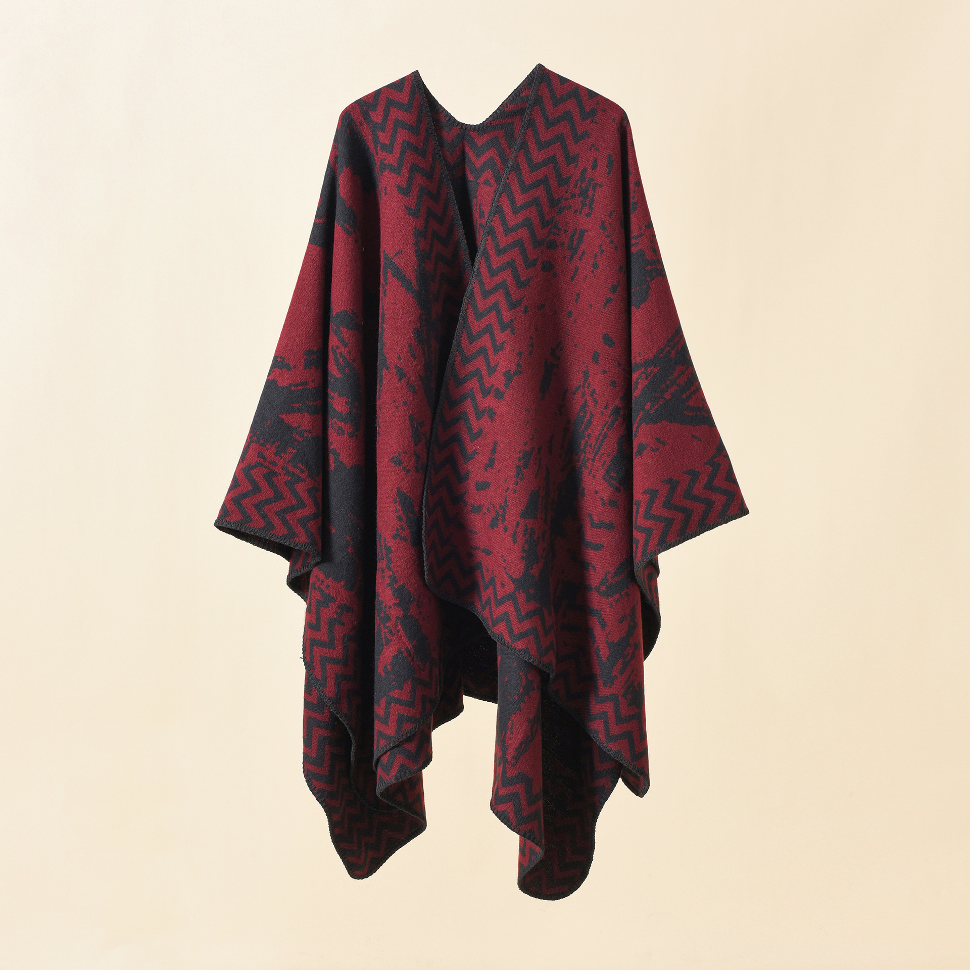 Otoño e invierno nuevo color teñido a juego patrón de espiga negro moda de mujer moda cálido chal europeo y americano