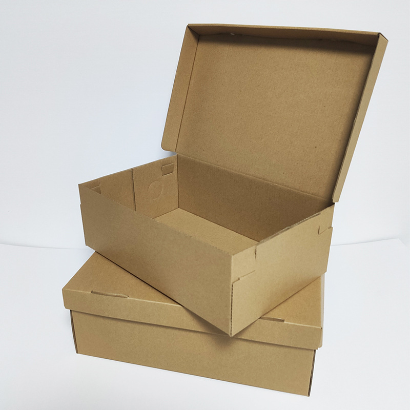 Flip shoe box storage box corrugated Kraft paper shoe box carton shoe box spot wholesale printing LOGO