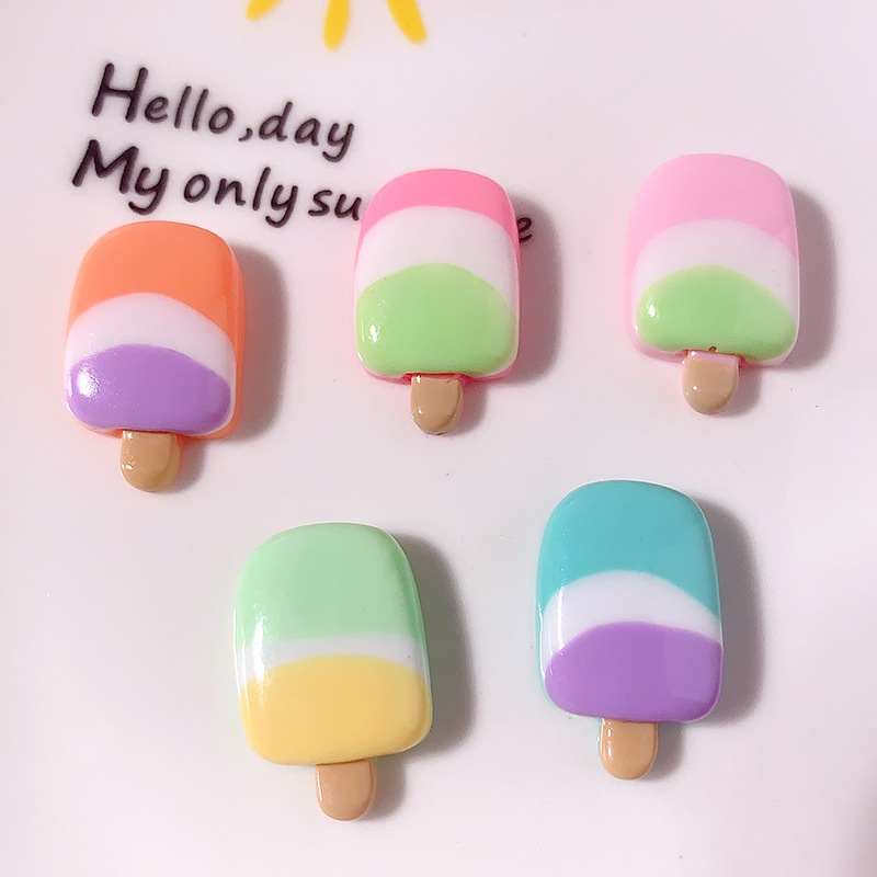 Nuevo macaron helado barra de hielo accesorios de resina de hielo DIY accesorios para el cabello caja de teléfono móvil llaverillo material de hebilla de zapatos parches