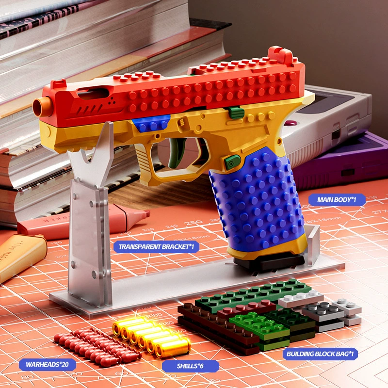 Glock, constructor, soft bullet, shotgun, mechanical toy gun, (Cross-border trading), 17 cells, automatic shooting