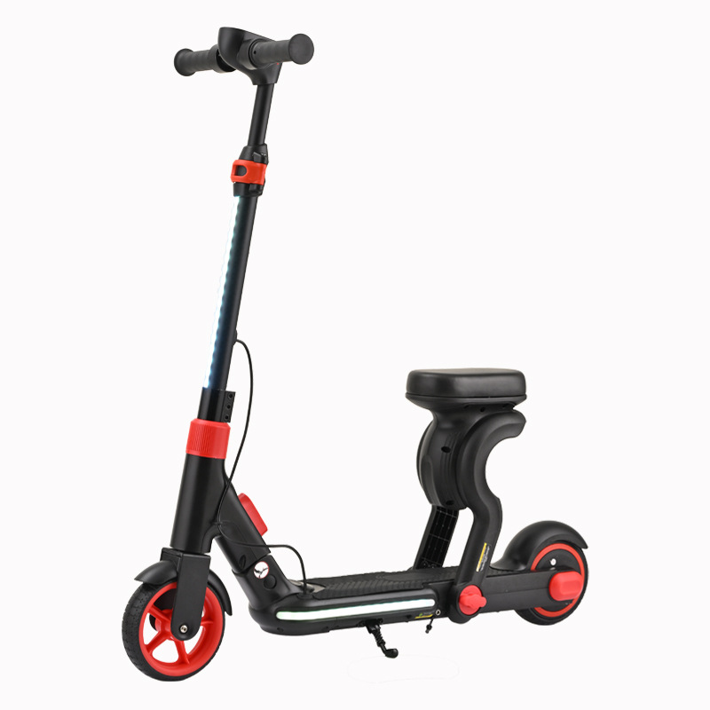New Model for Foreign Trade Cross-Border, Foldable, Rideable, Large Wheel Diameter, Two-Wheeled Children's Electric Scooter with Seat, Rechargeable Model