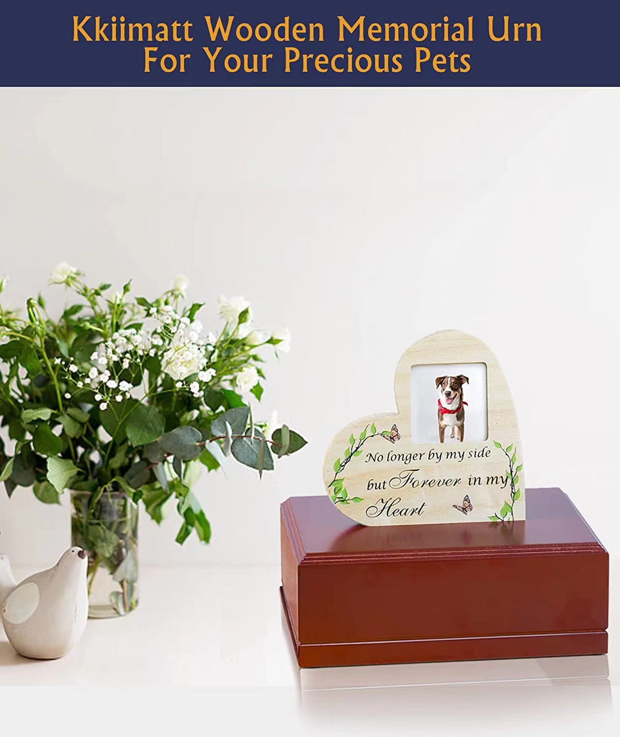 Transfronterizo en stock ataúd cinerario rojo madera maciza mascota memorial cinerario ataúd con marco de fotos perro caja funeraria perro madera maciza