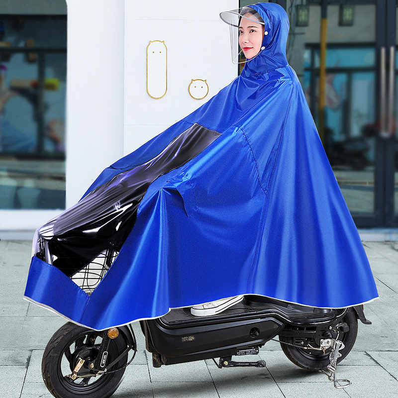 Nuevo impermeable motocicleta eléctrica batería coche montar extra-grande engrosada hombres y mujeres largo poncho a prueba de lluvia de cuerpo completo