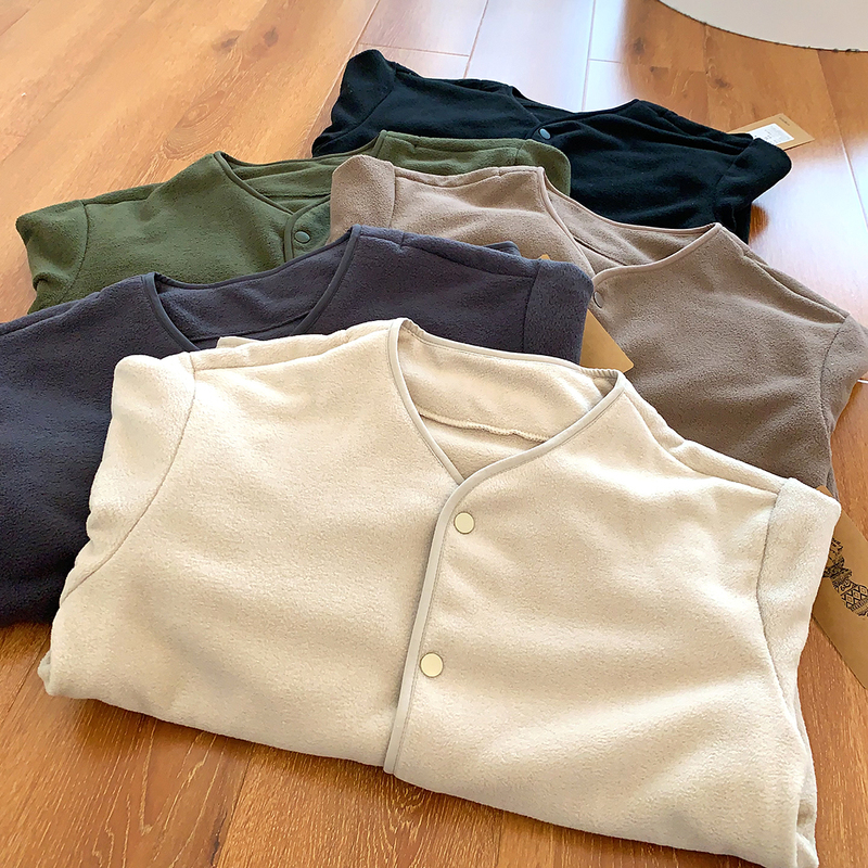 Home Day Single Heat Heating Technology Double-Sided Polar Fleece Autumn and Winter Men's Warm Cardigan Jacket Bottoming Jacket