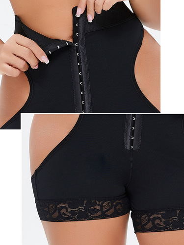 TOPMELON New European and American Plus-Size Full-Body Shaping Shorts with Buttons, Low Waist, Tummy Control, Hip-Slimming Design – D096C