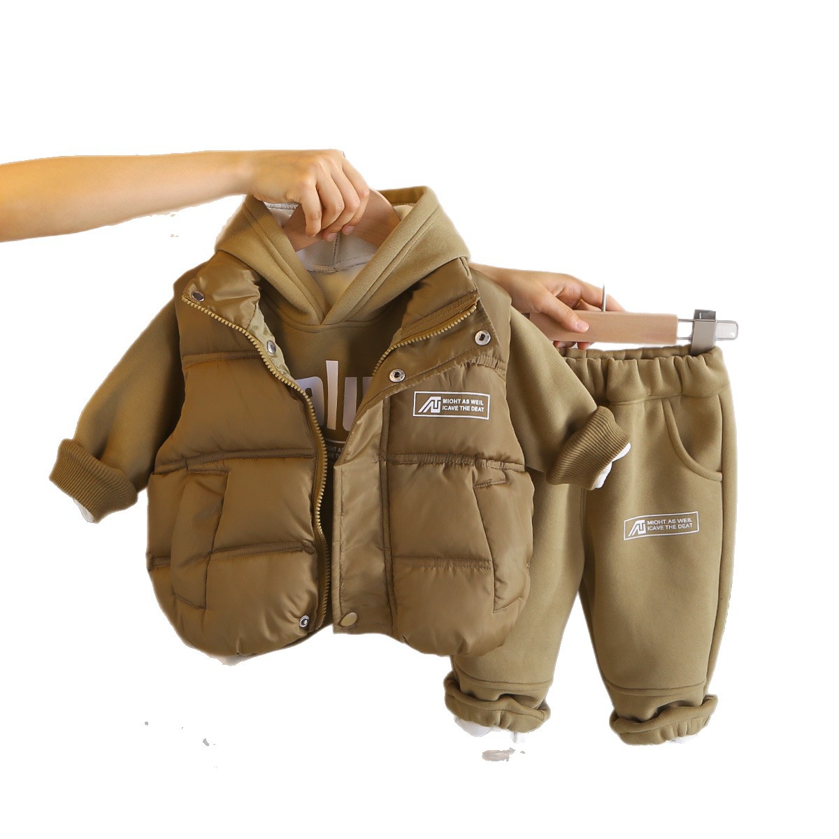 Fleece 2025 New Children's Clothing 1 To 3 Years Old Baby Autumn Winter Boys Vest Three-Piece Set_voghion.com