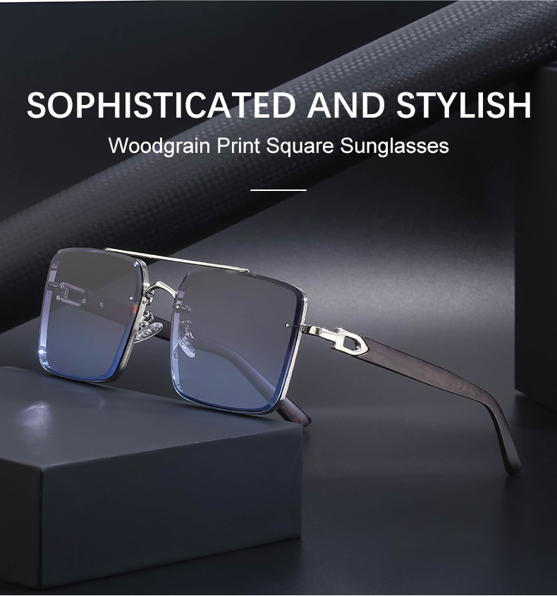 Men's Fashion Solid Color Pc Square Metal Sunglasses display picture 1