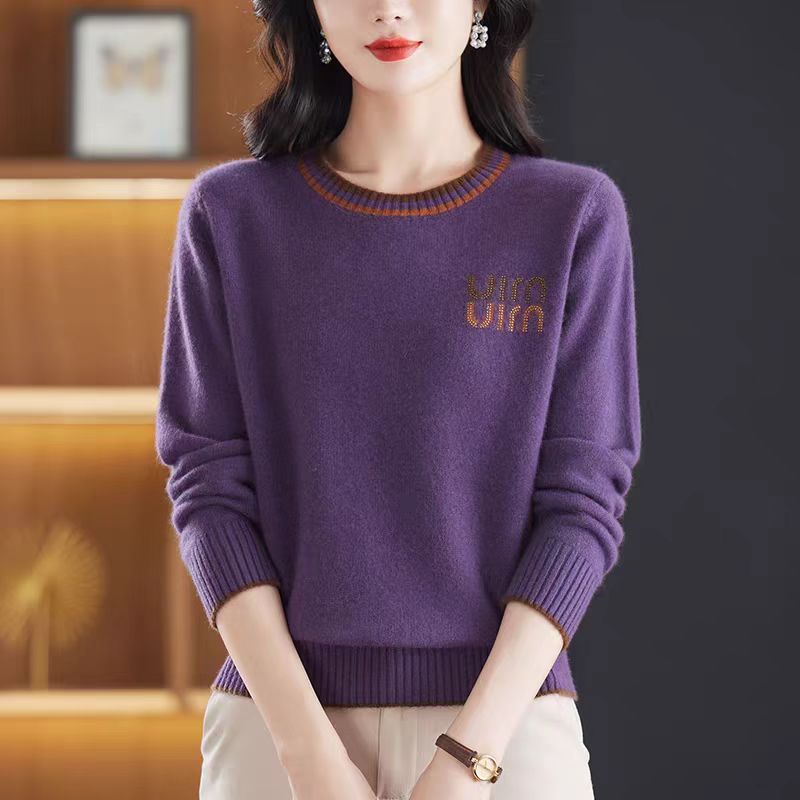 羊绒毛衣女2025年秋冬新款圆领打底衫加厚针织衫内搭上衣宽松纯色|undefined