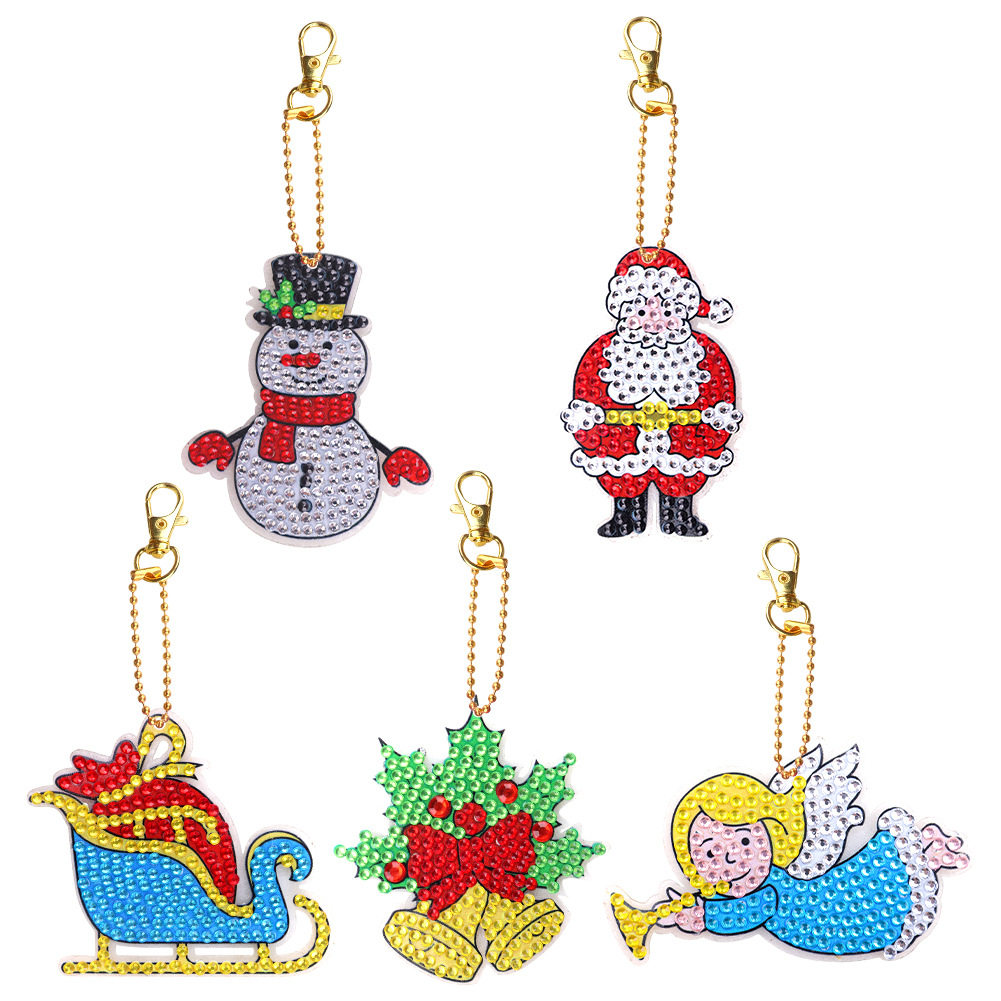 Navidad trineo Santa Claus llavero diamante pintura DIY diamante brillante especial-en forma de diamante traje de dibujos animados