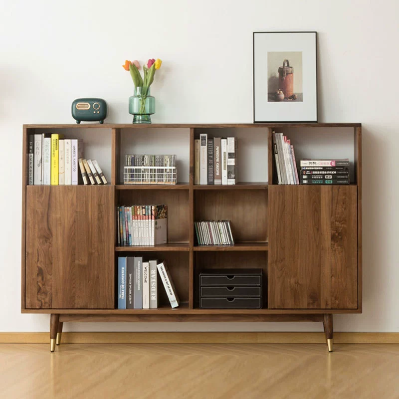 Североамериканская стена из черного ореха Простая форма для хранения Небольшой шкаф для хранения Домашний твердый деревянный офисный книжный шкаф Книжная полка для хранения