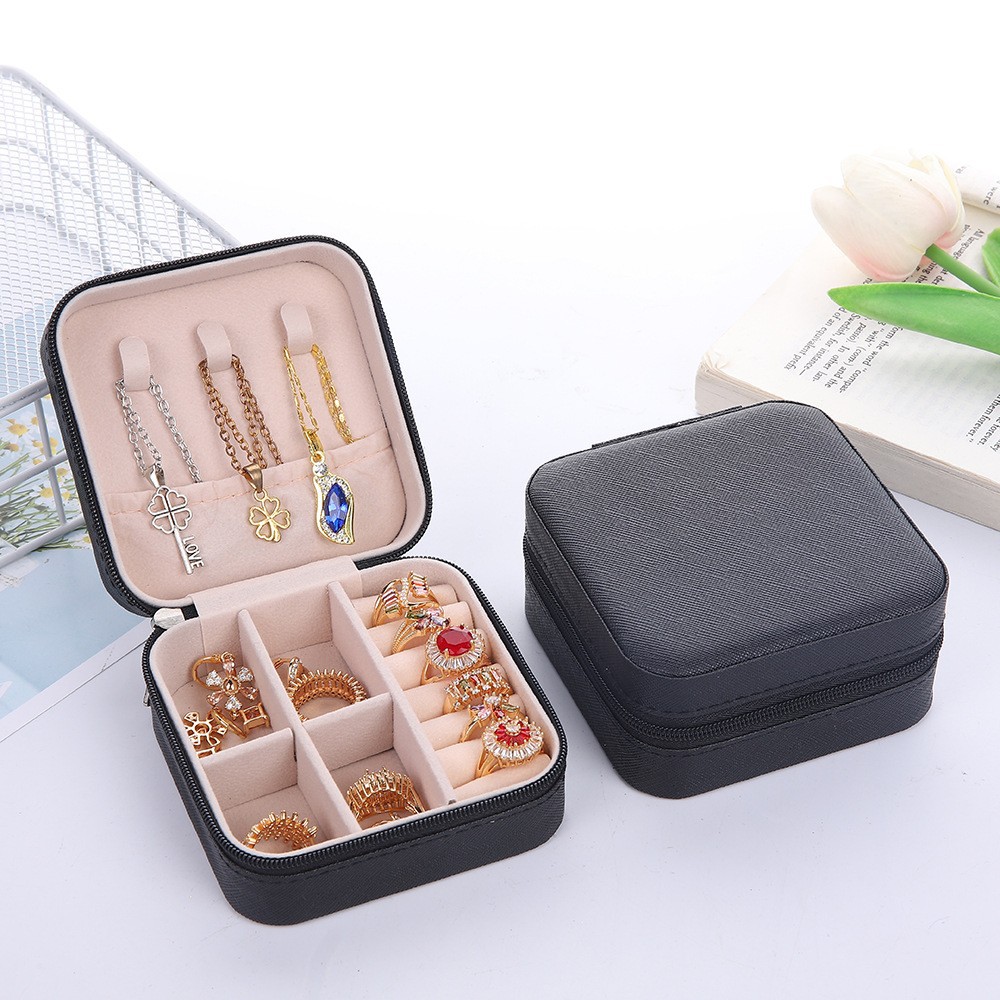 Joyería portátil transfronteriza caja de almacenamiento exquisita caja de joyería alta costura collar anillo caja de joyería de viaje