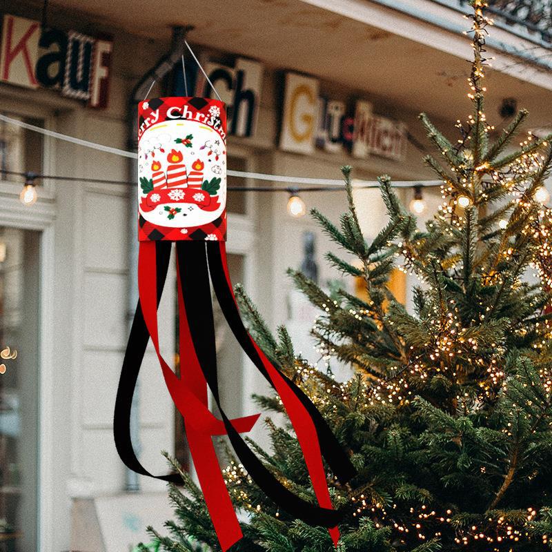 Cross-border new Christmas wind cone flag, courtyard garden outdoor decorations, wind chime, wind bag, flag hanging pendant
