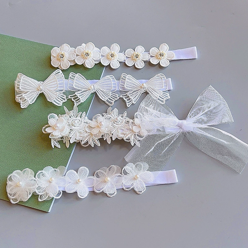 Весенне-Летние головные уборы для маленьких девочек Пояс для волос для новорожденных Мужские белые Основные кружевные аксессуары для волос Супер Сказочный цветок Сто дней банкетные аксессуары
