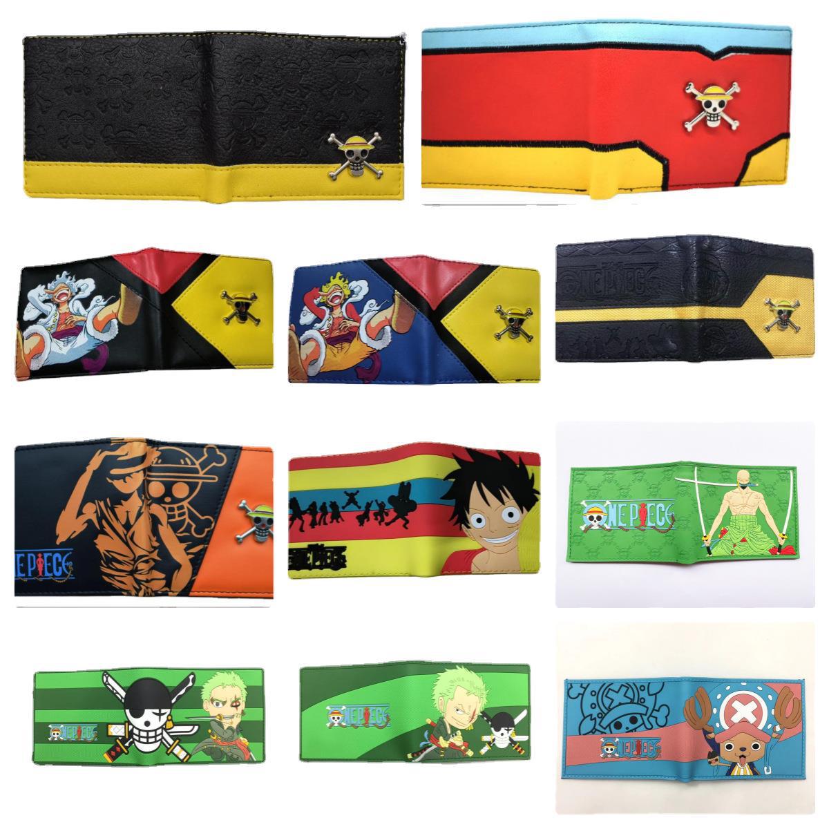 Una pieza de metal cartera anime japonés periférico luffy Sauron Qiao Ba estudiante hombres y mujeres corto PVC