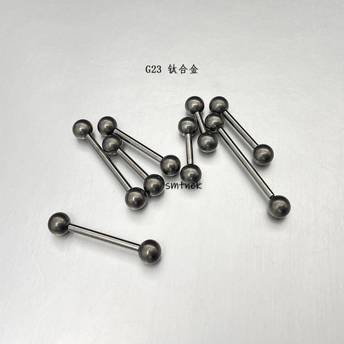 SMTNEK G23 titanium alloy double-headed inner tooth straight rod tongue nail ear nail ear bone nail polished piercing jewelry