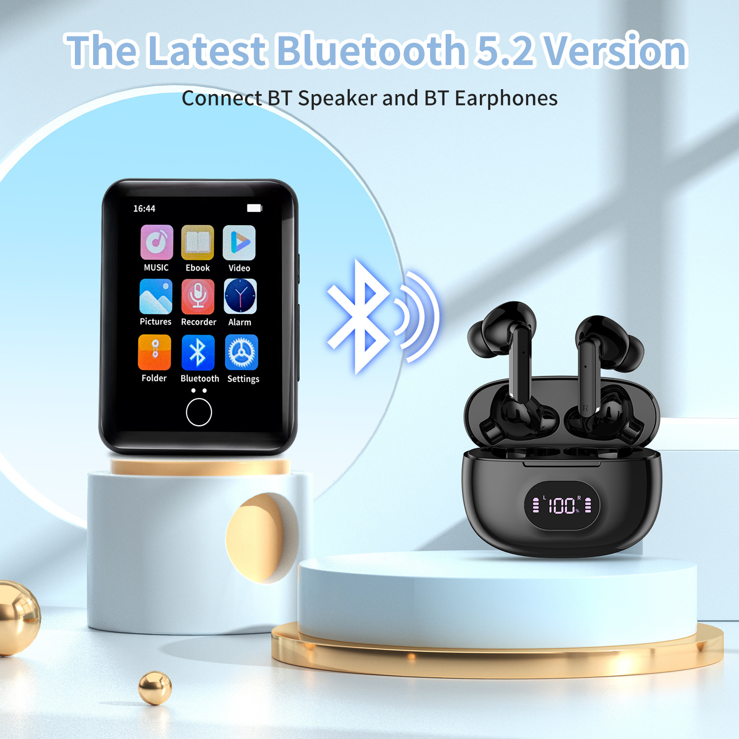 Fábrica al por mayor de metal reproductor mp3 mp4 pantalla táctil Bluetooth estudiante música Walkman lectura novela externa MP5