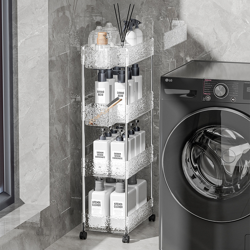 Estante de almacenamiento de baño Carro de baño cosméticos rack de almacenamiento brecha de piso multi-funcional multi-capa rack de almacenamiento image 6