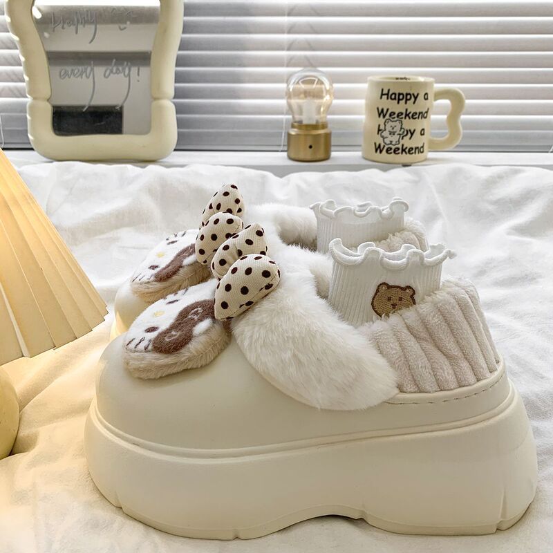 Plush Thick-Soled New Cotton Slippers 2025 Height-Increasing Cotton Shoes Two-Wear Cartoon Snow Boots Women's Baotou Autumn and Winter Hello Kitty Plush Thick-Soled New Cotton Slippers 2025 Height-Increasing Cotton Shoes Two-Wear Cartoon Snow Boots Women's Baotou Autumn and Winter Hello Kitty