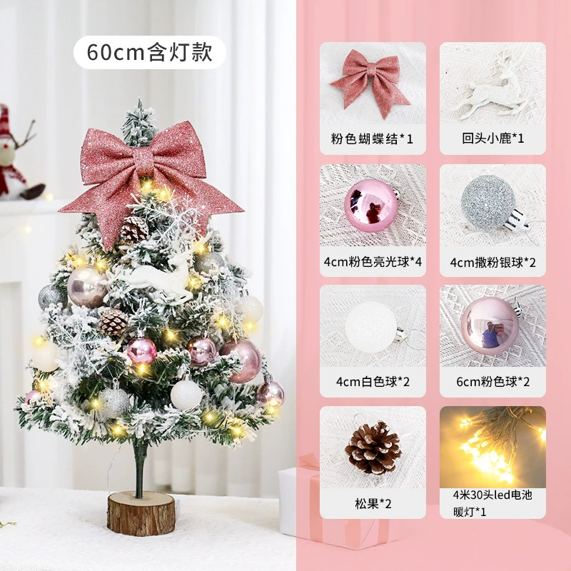 Christmas tree mini flocked 60 cm, falling snow effect, tabletop ornament