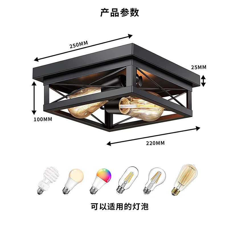 Lámpara de techo de hierro forjado americano retro transfronterizo, dormitorio, sala de estar, estudio, bar, cafetería, candelabro personalizado de estilo industrial