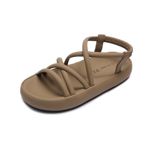 Roman fashion high-end sandals for women 2024 summer new style with skirt fairy style thick-soled thin-strap beach shoes