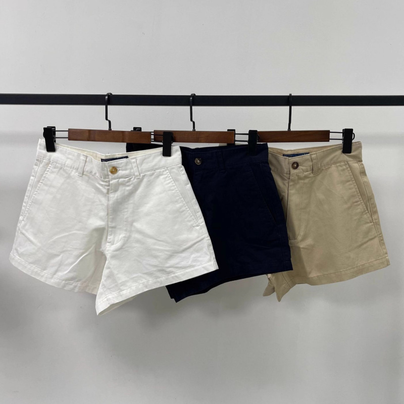 25Th Summer Women's Clothing Rl New Pure Cotton Twill Three-Quarter Shorts High Waist Slimming Wide Leg A-Line Casual Hot Pants