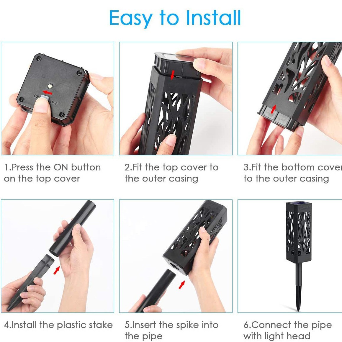 Lámpara de césped solar hueco deja la lámpara de césped solar hueca lámpara de tierra fuente de fábrica transfronteriza