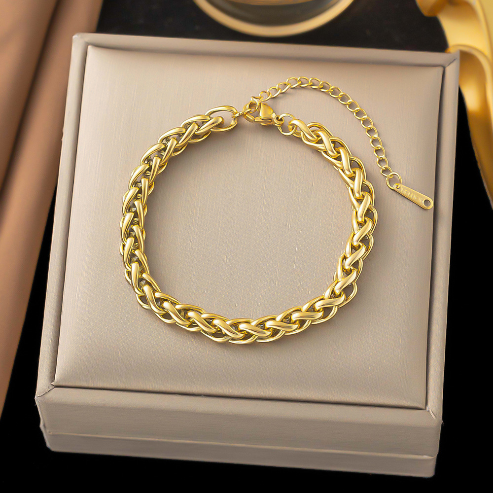 43【e203】flower basket chain bracelet gold