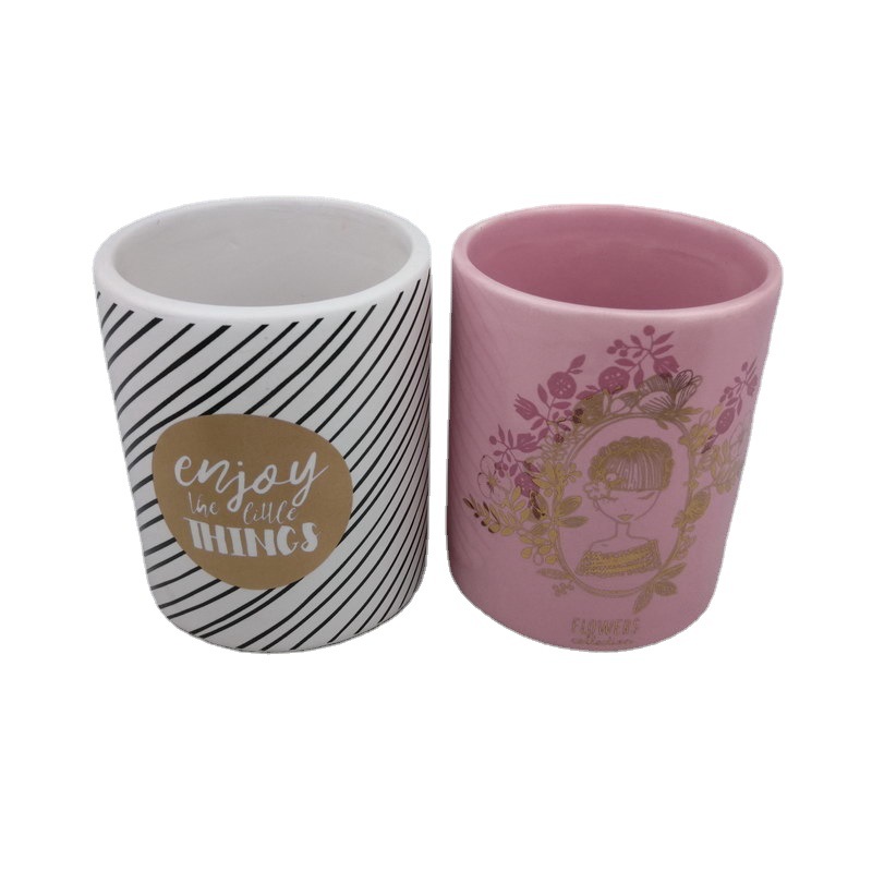 Nordic INS taza de vela creativa macaron cerámica vela taza con tapa vela tarro aromaterapia puede cera taza