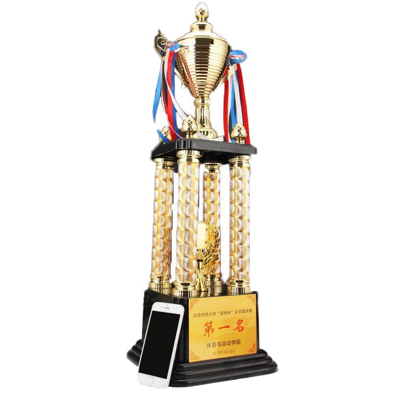 Fabricante de trofeos de cuatro columnas, personalizados para reuniones anuales corporativas, trofeos de premios, trofeos metálicos creativos, venta directa del fabricante.