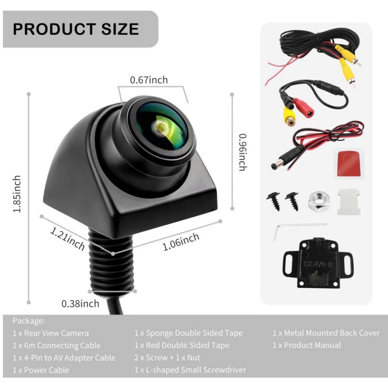 Cross-Mirror Korean-Style External Car Camera Reversing Image 360-Degree High-Definition Wide-Angle Night Vision 1080P Fisheye Rear View