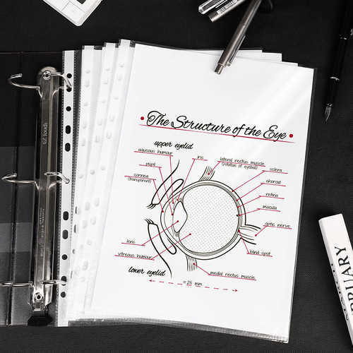 Deli 5710 binding information bag 11 holes transparent loose-leaf information spare bag quick work folder file protection bag 20 pieces