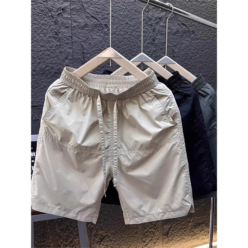 Light Luxury Thin Mesh Casual Shorts for Men, Summer Ice Silk Quick-Drying Trendy Brand Classy Sports 5-Point Beach Pants