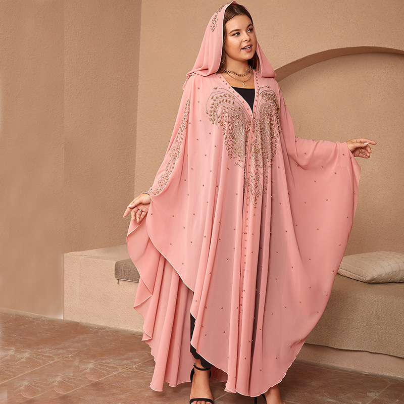 Cross-border source Europe, America and Africa Women's Muslim Style Hot Drilling Nail Beads High Density Chiffon Loose Cape Shawl