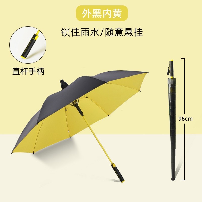 Paraguas de mango largo automático grande con logo impresión Paraguas de golf barra recta estilo negocios para hombres