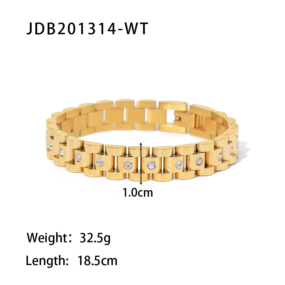 JEDING Europa y América pulsera de zircon de acero inoxidable pulsera de nicho de alto nivel 18k oro titanio anillo de acero joyas de mano transfronterizas