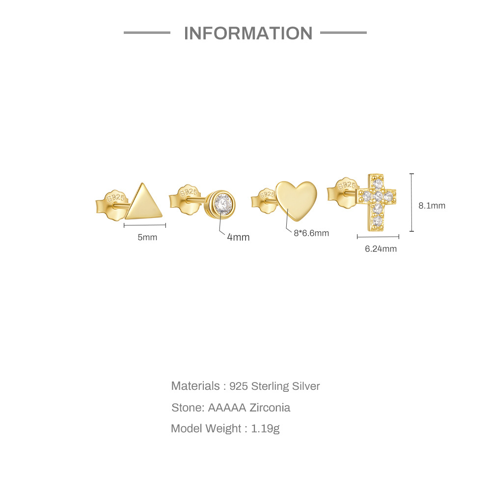 3g Weight Ear Studs Classification 1 Set Quantity Daily Occasion 925 Sterling Silver Material Star, Butterfly Pattern Women's Gender Plating Design Simple Style Style 1 Set 925 Sterling Silver Star Butterfly Ear Studs 5