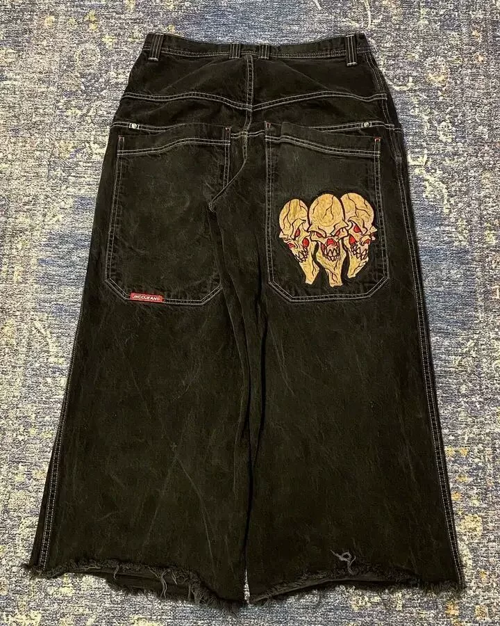 Джинсы (JNCO) мужские Harajuku хип‑хоп ретро с черепом, уличный Y2K стиль