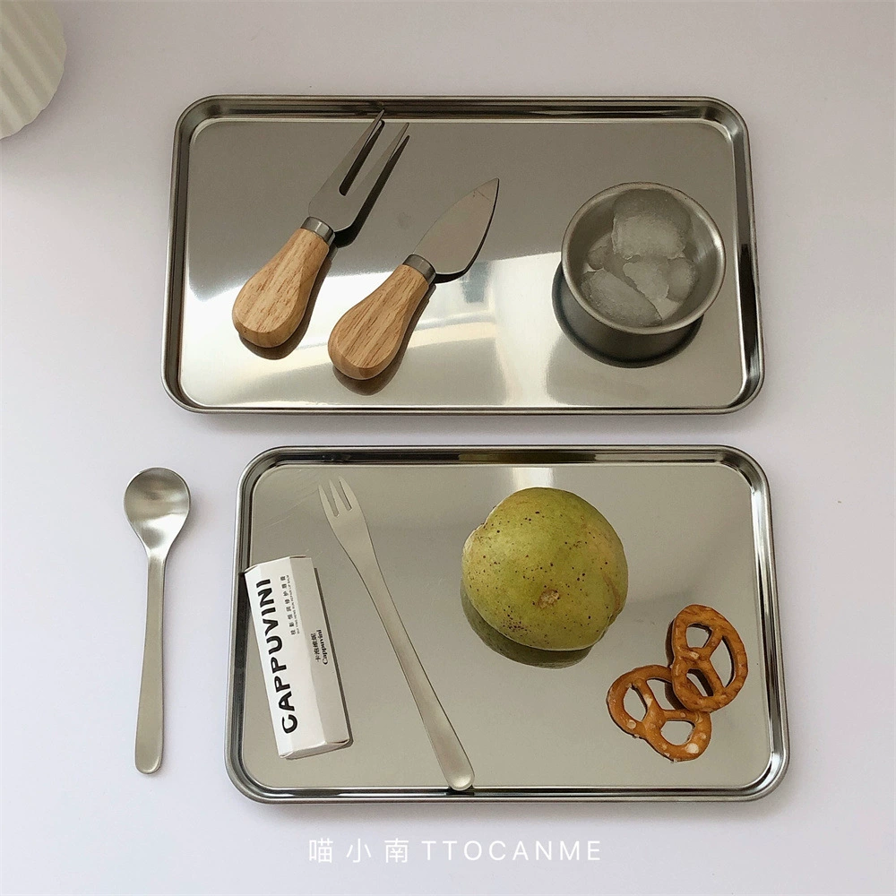 Dinner plate stainless steel, rectangular coffee afternoon tea